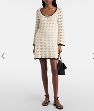 Zimmermann Rhiannon Crochet Cotton Long Sleeves Cream Mini Dress Various $850