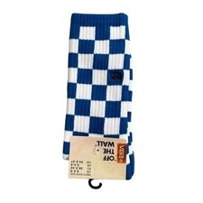 Vans Checkered Crew Socks Mens Womens 6.5-9 Blue White Athletic All Over Print