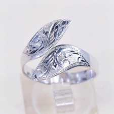 sz 7.25, vtg sterling silver handmade statement ring, mexico 925 wrap band