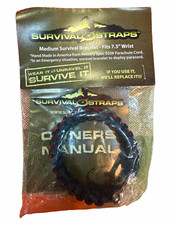 Survival Straps Medium Survival Paracord Bracelet 7.5in Wrist Black/Red 550lb