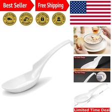 12-Piece White Melamine Asian Soup Spoons - Durable, Elegant & Dishwasher Safe