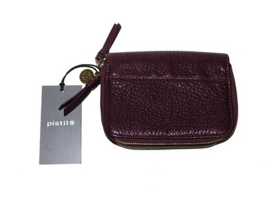 Pistil NWT Dark Brown Pebbled Leather Wallet Zip It Heartbreaker Clutch Purse