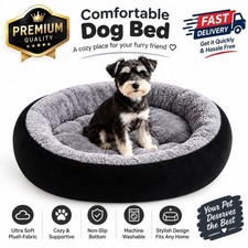 Dog Bed Cat Bed Washable Plush Fleece Cushion Warm Pet Basket Grey Medium 70cm