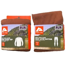 Wool Blend Ozark Trail Base Layer 2pc Set Top Bottom Men's XXL Cognac Outdoors