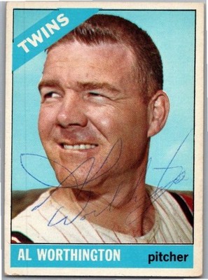 1966 -Al Worthington- Topps Autograph/Signed/Auto Baseball Card #181 Twins
