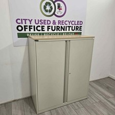 Triumph Mid-Height Office Cupboard, 2 Shelves & Filer Drawer, Cream / Maple, ...