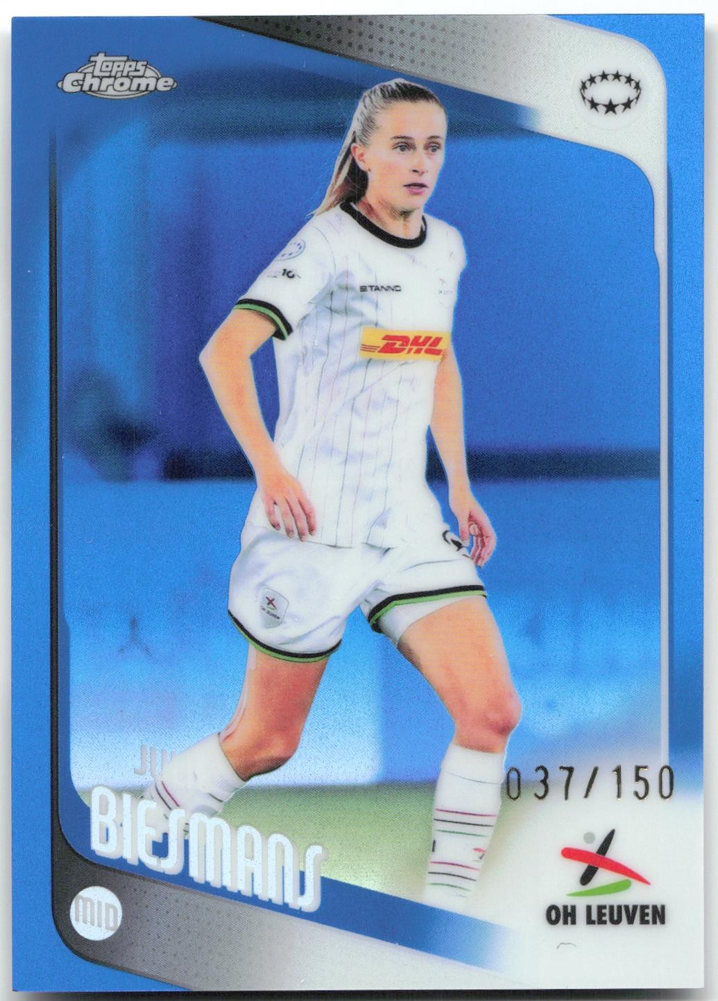 Julie Biesmans 2025-26 Topps Chrome UCL Women's Blue Refractors #50 Leuven