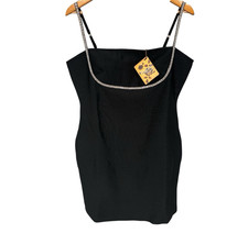 Hybrid & Company Black Mini Rhinestone Strap Bodycon Cocktail Party Club 1X