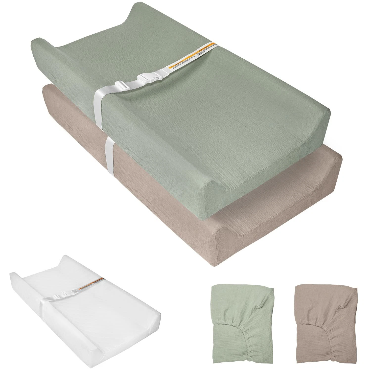 Muslin Baby Changing Pad, 2 Pack Muslin Soft Cotton Covers & Waterproof Linin...