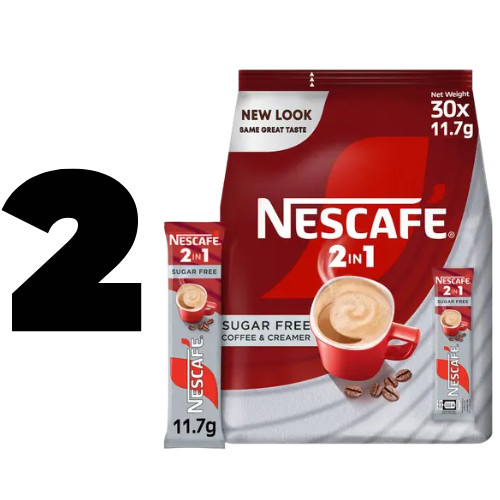 Nescafe Classic Instant Coffee Sugar Free 2In1 30x11.7gm Sac