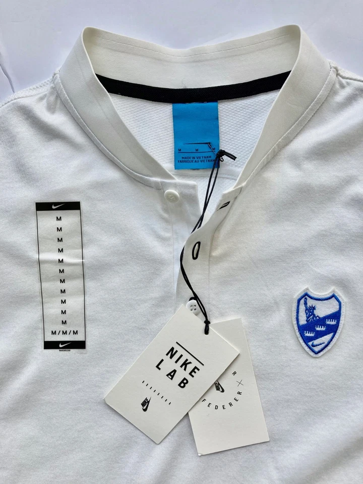 NikeLab X Federer RF US Open NY 2016 Henley Tenis Polo M Blanco 826885-100 Foto 3 de 4