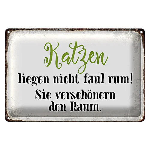 Blechschild Spruch 30x20cm Katzen liegen nicht faul rum - Bild 1 von 4