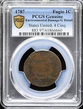 1787 States United 4 Cinq Colonial Copper Fugio Cent 1C PCGS G