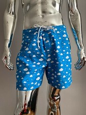 The Original Penguin Blue Graphic Adult Mens Logo Casual Swim Shorts Size 33