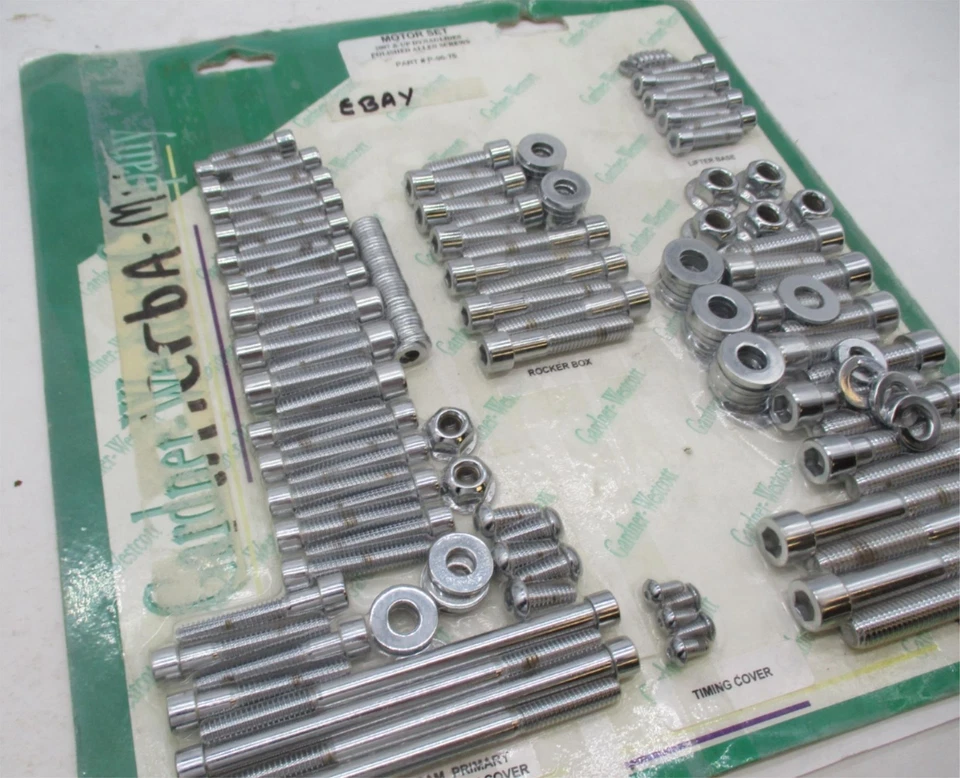 Juego de motores de cromo pulido Harley Dyna Gardner Westcott tornillos Allen P-96-75 Foto 4 de 4