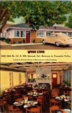 Postcard Pine Cone Merced Cal Gateway to Yosemite Valley 1952