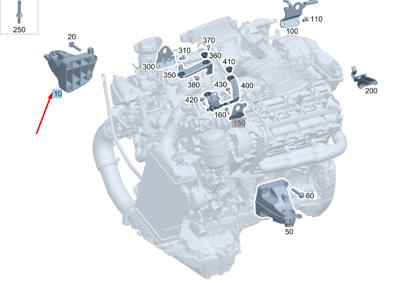 Mercedes-Benz Om642 Engine Mount Right A6422236204 Ml Class W166  