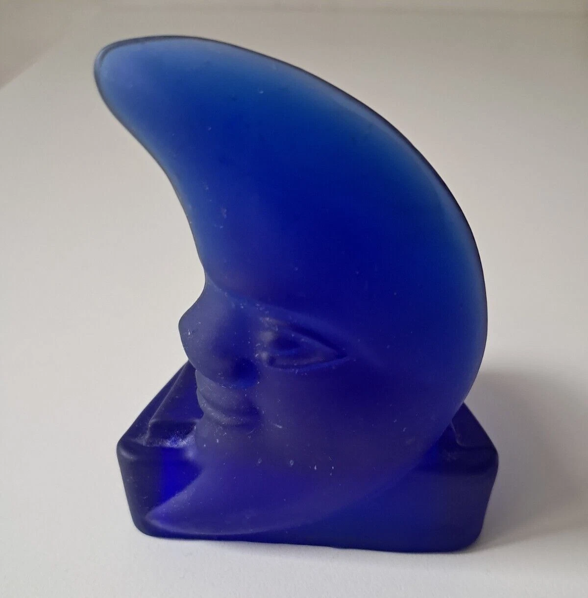 Vintage Cobalt Blue Glass Moon Victor Alexander Tealight candleholder