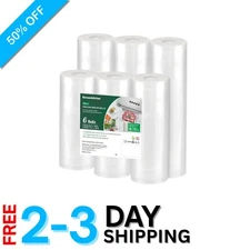 BPA-Free Vacuum Sealing Roll Bags - 11" & 8" Sizes for Sous Vide Cooking, 6-Pack