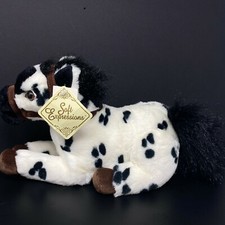 Dan Dee White Black Spots Horse Plush Appaloosa Brown Bridle Feet Stuffed Animal