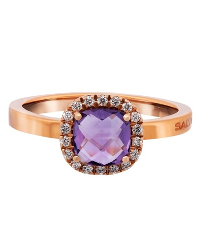 .52CT DIAMOND & AAA AMETHYST 18KT ROSE GOLD 3D CUSHION & ROUND SQUARE LOVE RING - 第 3/3 張圖片