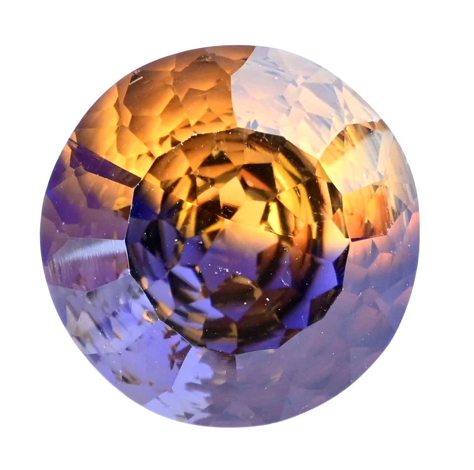 Pedra preciosa impressionante 22,10 quilates natural bicolor ametrina redonda não tratada certificada - Imagem 4 de 4