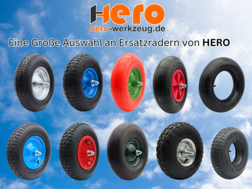 Schubkarrenrad Ersatzrad 4.8/4.00-8 mit Achse Luftrad 2PR Schubkarre Reifen HERO - Bild 7 von 15