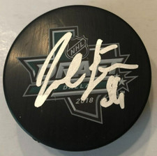 JOEL FARABEE SIGNED 2018 NHL DRAFT HOCKEY PUCK W/ CASE PHILADELPHIA FLYERS COA