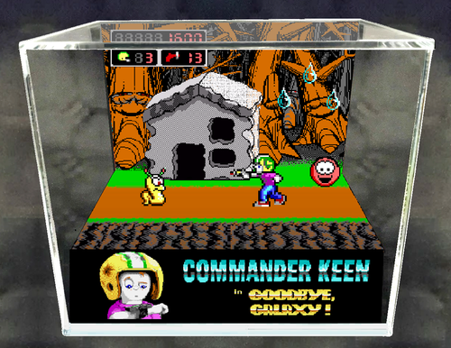 Commander Keen 4 - 3D Cube Handmade Diorama - Video Games - Shadowbox - Picture 1 of 1