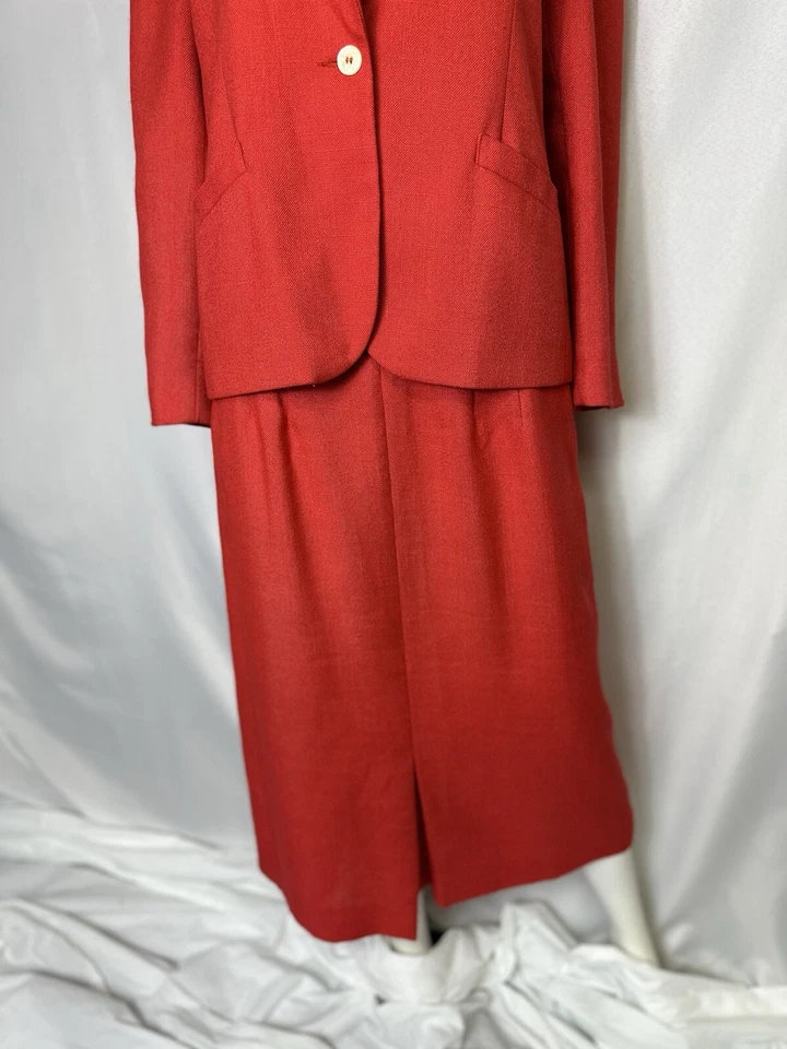 Conjunto de traje falda roja vintage marca Saville para mujer talla 14 Foto 3 de 4