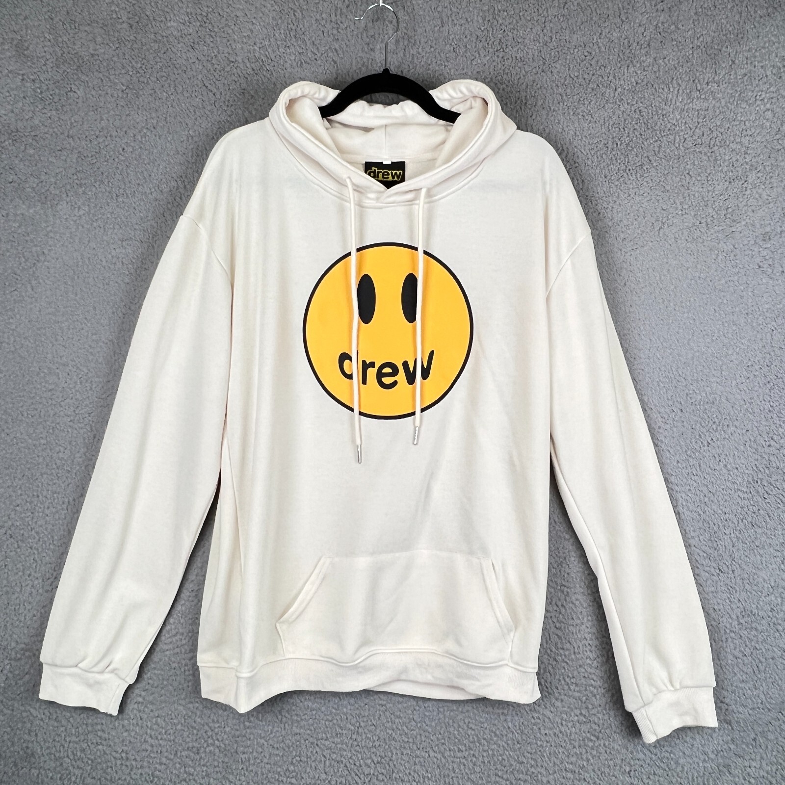 Drew House Hoodie Mens Medium Cream Beige Mascot Smiley Face Skate Justin  Bieber | eBay