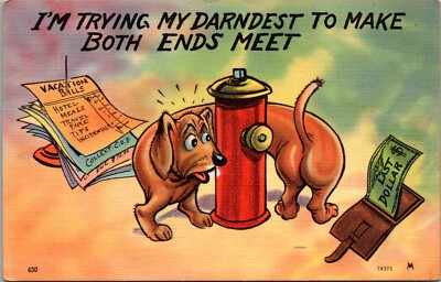 I'm Trying My Darnest To Make Both Ends Meet Postcard Dog Funny