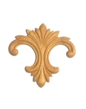 Vintage Oak Embossed Fleur-De-Lis Onlay Applique Large