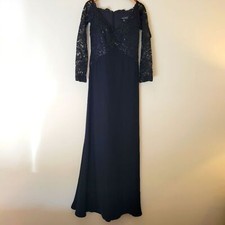 TADASHI SHOJI Sequin Lace Off The Shoulder Black Special Occasion Dress