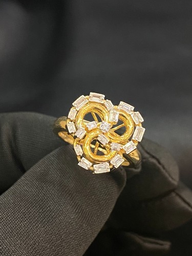 1/2 Cts Baguette Rotondo Taglio Naturale Diamanti Donne Party Anello In 14K Oro - Foto 3 di 12
