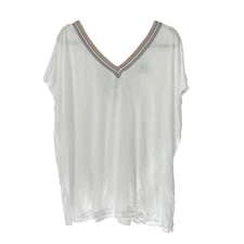 Cozy Co. Tunic Shirt Womens 1X White Embroidered Flowy Boho 