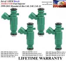 Set of 4 OEM Bosch Genuine Fuel Injectors For 2006-2011 Hyundai Accent 1.6L i4