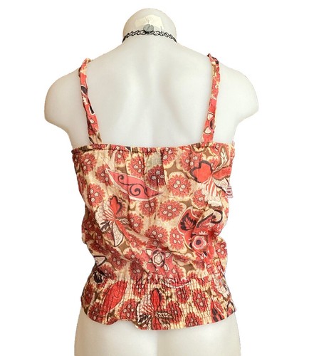 Y2K Vintage Orange Brown Paisley Boho Fairy Whimsigoth Babydoll Crop Tank Top S - Picture 2 of 17
