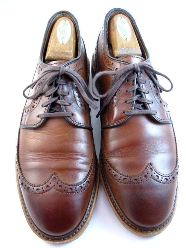 SAOLA Allen Edmonds "WILLIAM" scarpa elegante uomo DERBY punta alare 8 5 D peperoncino scuro (236N)