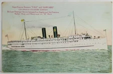 Los Angeles Steamship Company Super Express Yale and Harvard Postcard S16