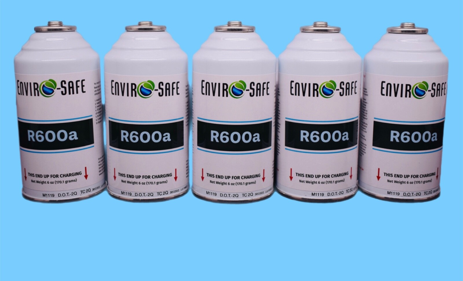 Enviro-Safe R600a Refrigerant | 5 Cans w/ Inverted Piercing | 6 oz cans