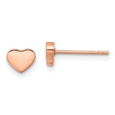 Stainless Steel Polished Rose IP-Plated Heart Post Earrings
