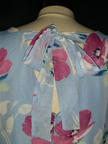 NEW INC International Concepts Size L Shift Dress Blue Pink Floral Long Sleeve - Picture 4 of 5