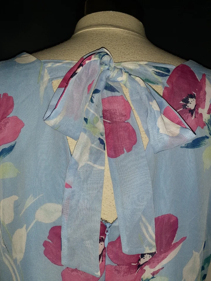 NUEVO INC International Concepts Talla L Vestido Ajustado Azul Rosa Floral Manga Larga Foto 4 de 4