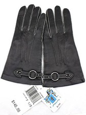 $140 PORTOLANO Black Soft Lamb Leather Silk L...
