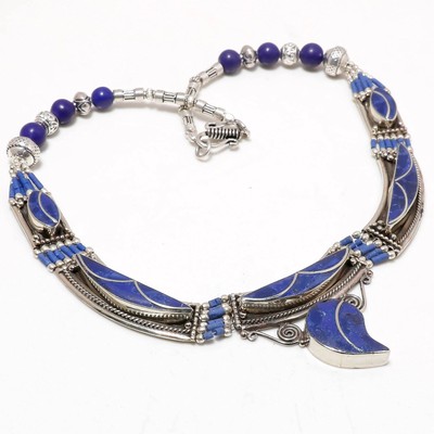 Handgefertigte nepalesische Halskette Lapislazuli böhmischer ethnischer Stamm...