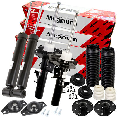 4x Magnum Technology Stoßdämpfer + Service-Kit + Domlager Vorne Hinten für