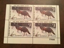 ICOLLECTZONE  Wild Turkey Federation 1977 Stamp Plate Block VF NH