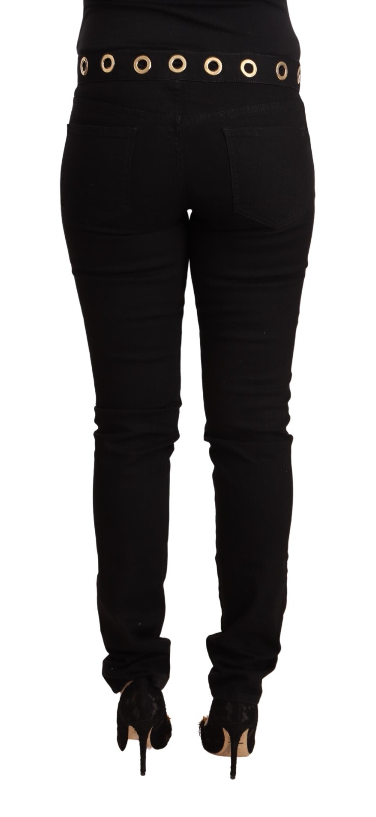 PIERRE BALMAIN Jeans Black Cotton Stretch Embellished Skinny Denim W31 RRP $1000 image 3
