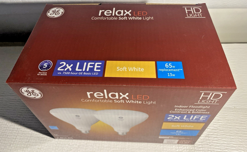 GE Relax LED Soft White HD Light R40 Medium Base 2 Bulbs 65W Replacement 13w - Picture 2 of 5